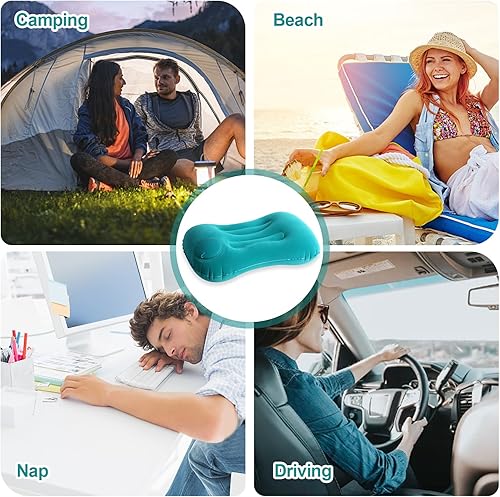Miniatura 5 de Almohada inflable ultraligera para acampar, comprimible, compacta, cómoda, ergonómica para dormir, mochileros, senderismo, playa