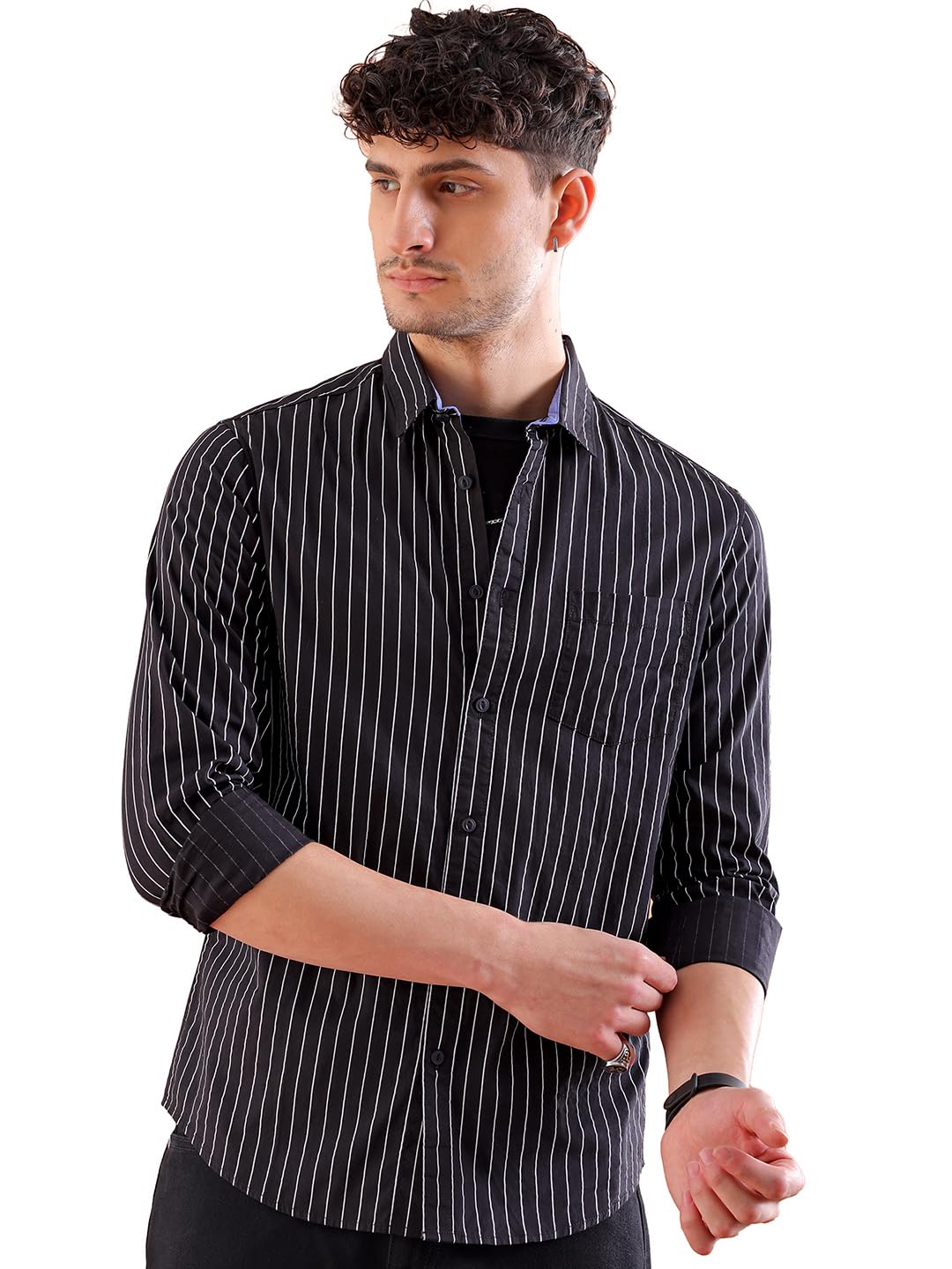 Men's Cotton Regular Fit Hardsoda Striped Spread Collar Full Sleeves Casual Shirt