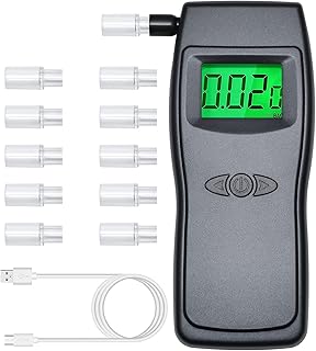 Breathalyzer Professional Alcohol Tester by BELLADDY INC – USB Rechargeable Portable, Comes with 10 Mouthpieces, EK923