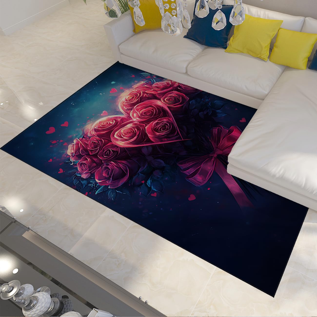 Tapis antidérapant facile à nettoyer pour salon familial sans taches