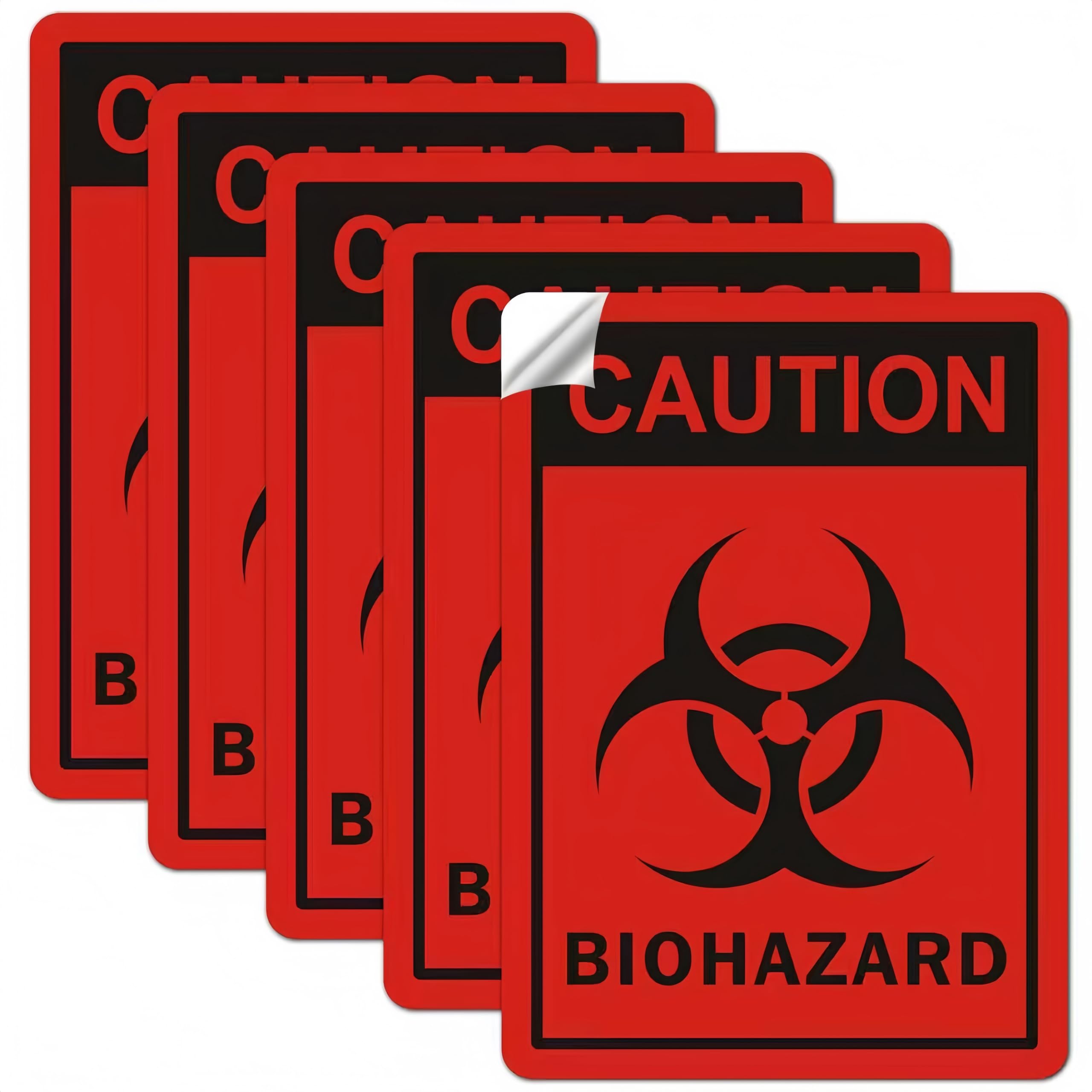 Photo 1 of (5 Pack) Biohazard Sign Stickers, 10"X7" Biohazard Labels, Biohazard Warning Sign for Labs, Hospitals and Industrial, Weatherproof, Indoor or Outdoor Use