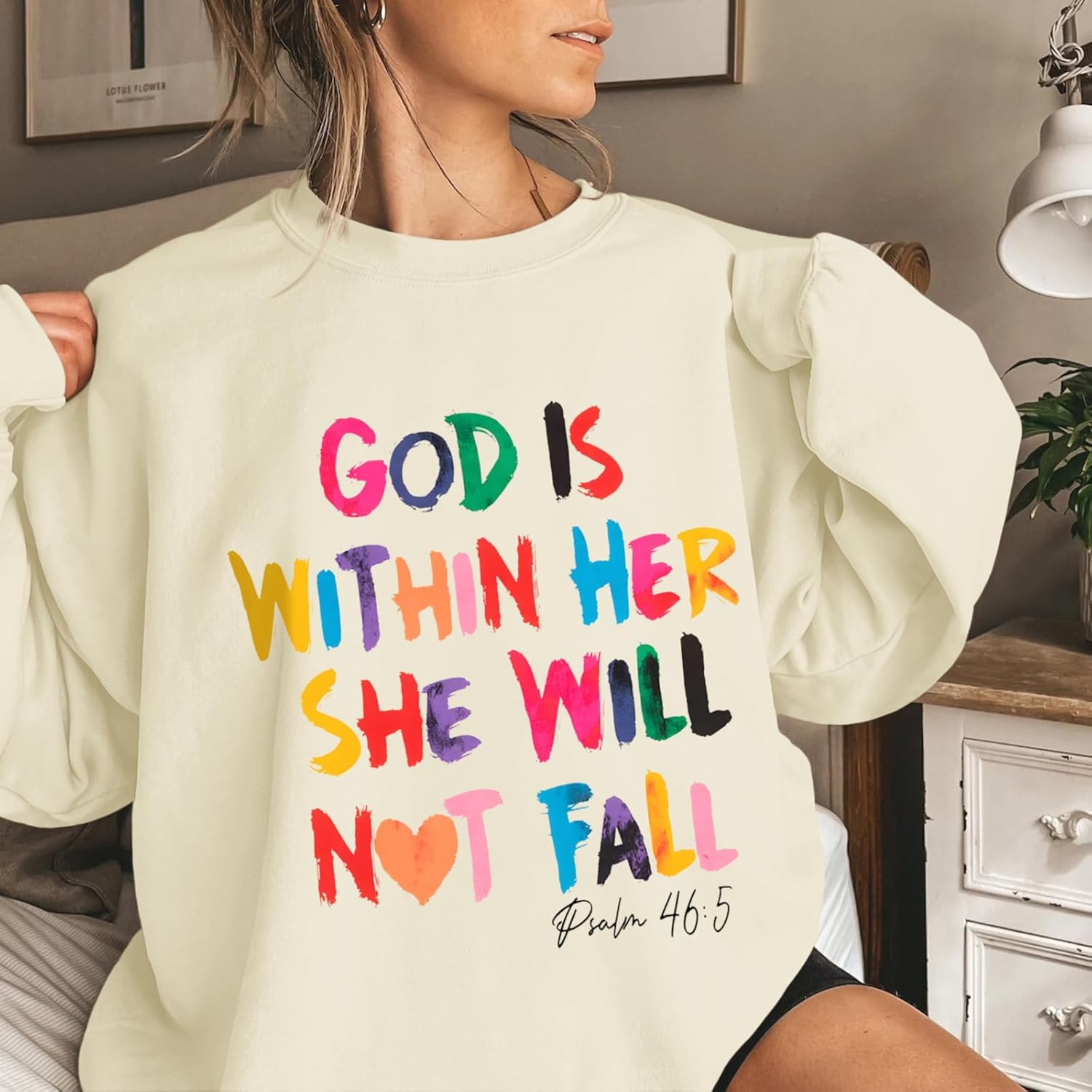 Christian God Is Within Her Sweatshirts for Women Jesus Faith Bible Verse Shirts Inspirational Hoodie Pullover Tops - Image 5