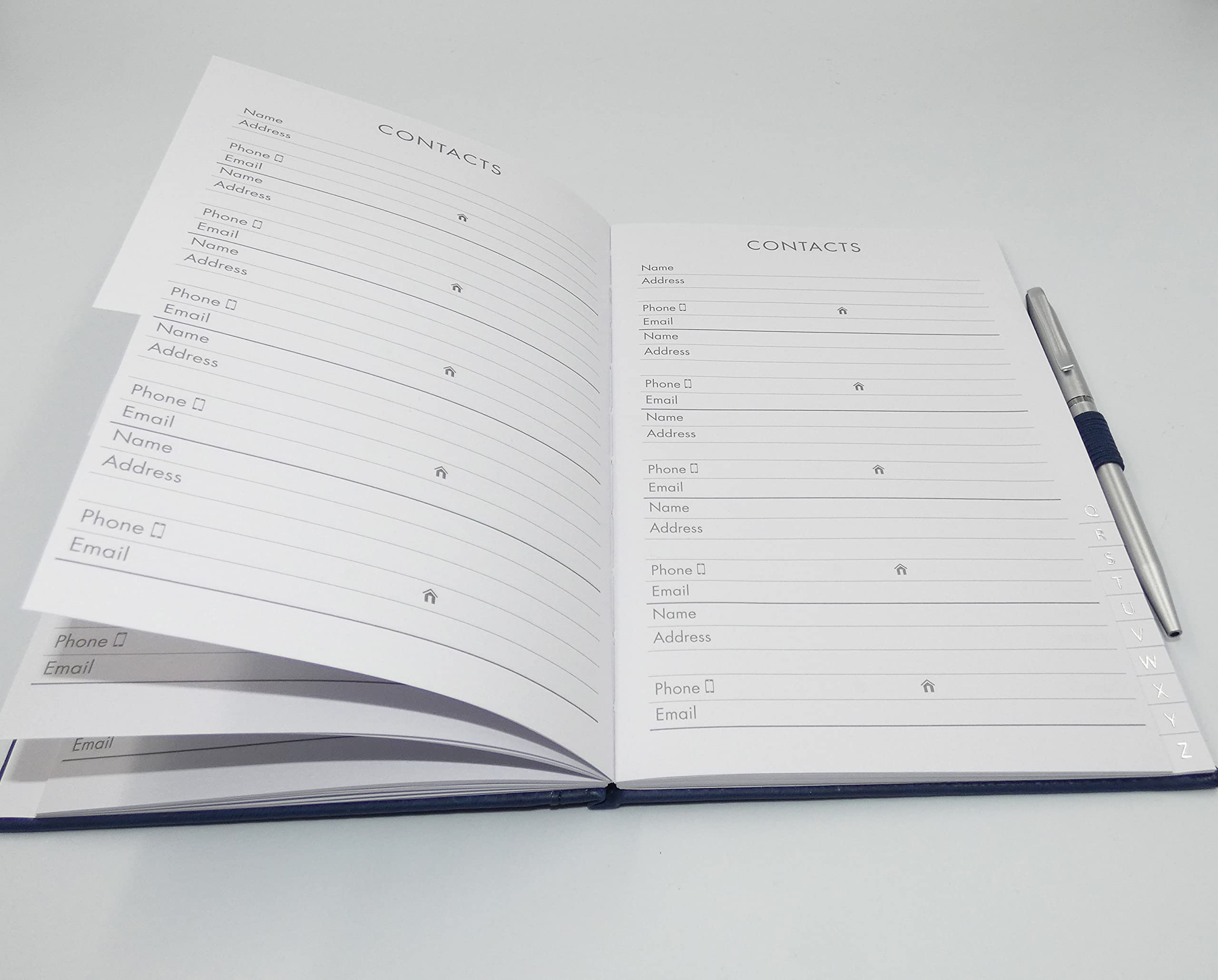 Rubrica Telefonica A5 Con Indice A-Z - Copertina Rigida In Similpelle - Include Penna, Blu Navy - Foto 4