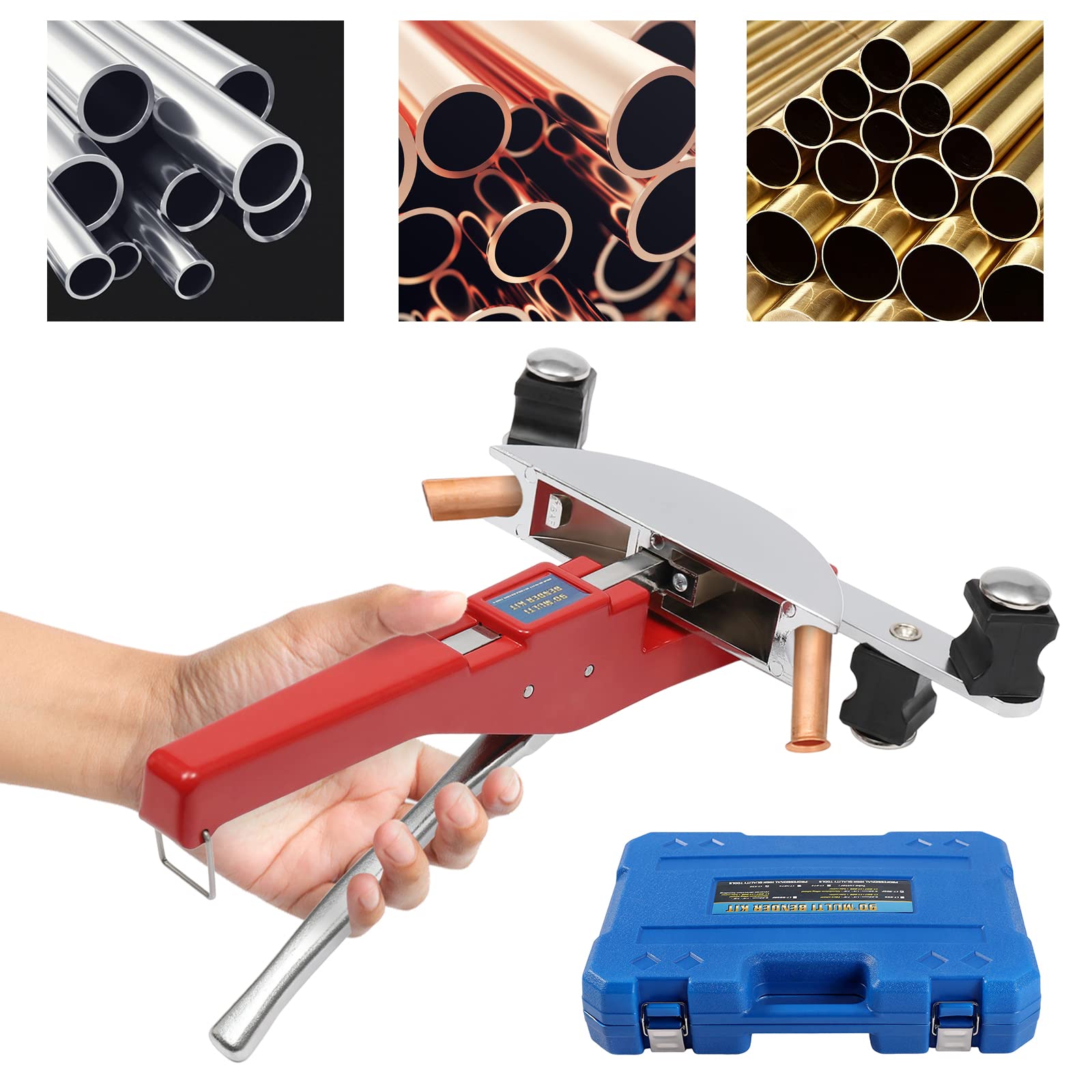 Curvatrice manuale per tubi piegatubi multistrato con 7 gomiti curvi e valia,Curvatubi tubo di rame 0-90°,Per tubo di rame curvo, tubo di alluminio, tubo in acciaio inossidabile