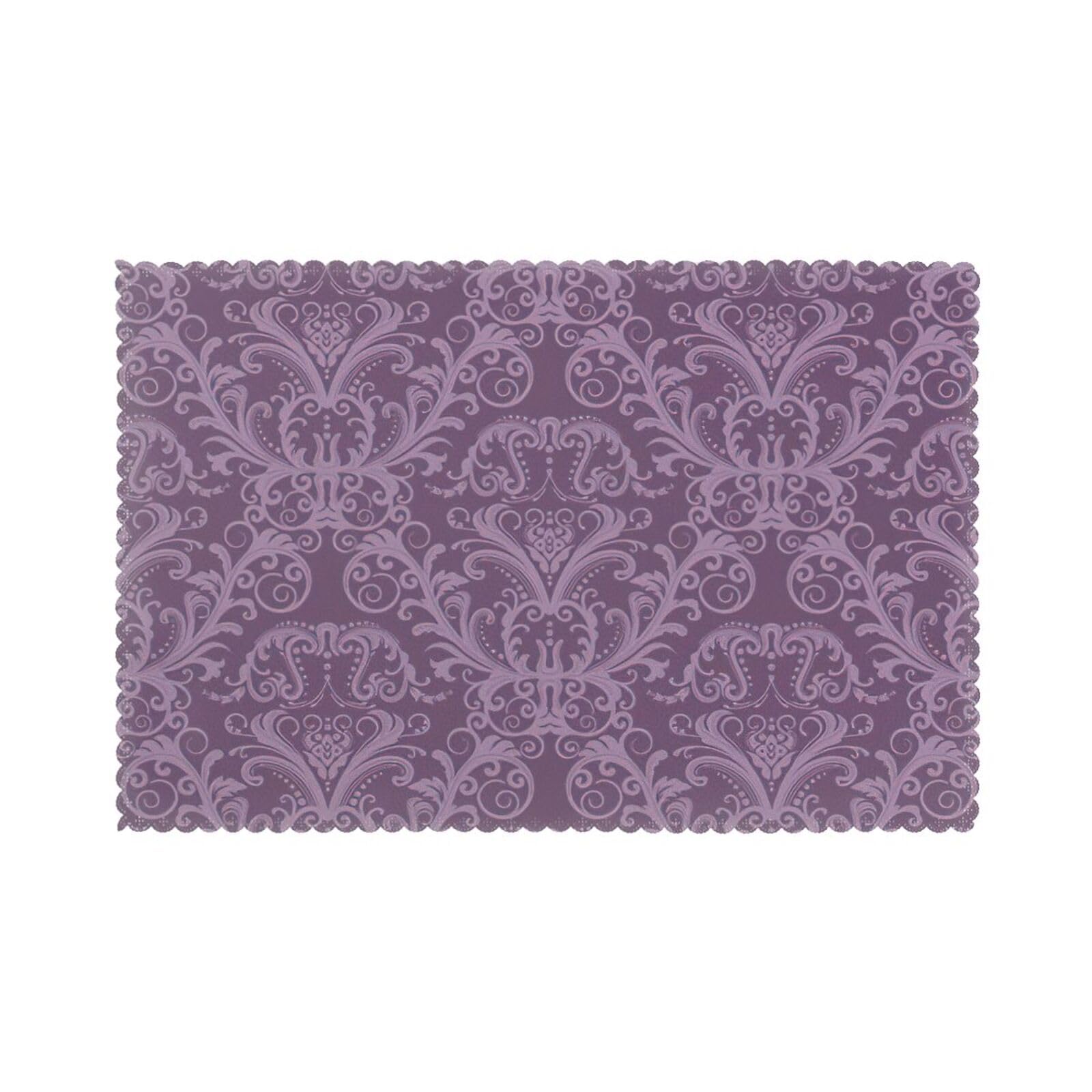 Purple Print Placemats for Dining Table Set of 6 12x18 Inch Table Mats for Party Kitchen Dining.