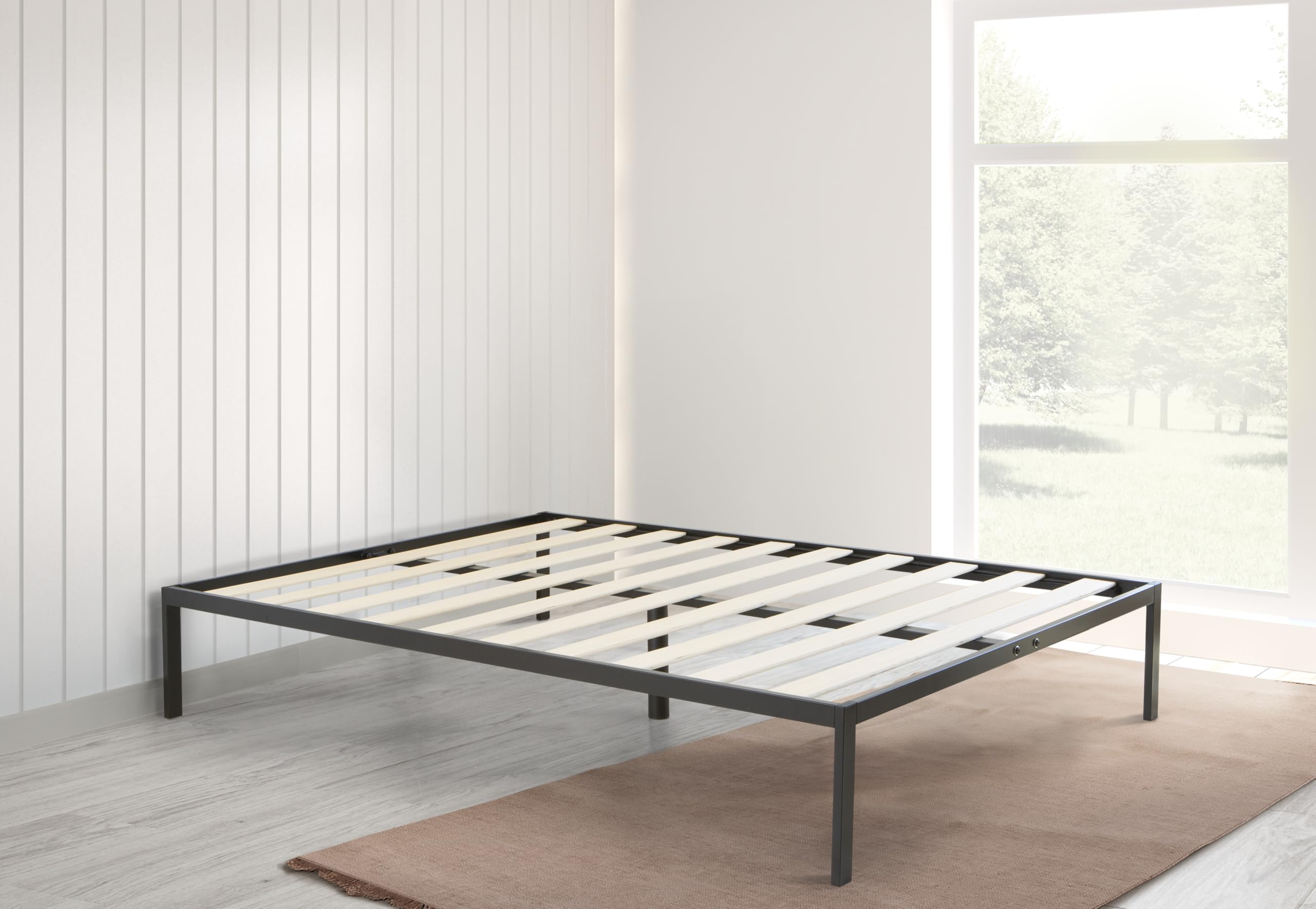 MUEBLIX.COM - Somier para Cama 150 x 190 cm Nebu, Somier con Patas 30,5 cm, Listones Peso Máximo de 180 kg, Cama Somier con Marco Metálico