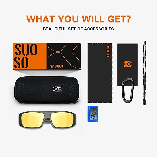 Miniatura 7 de suoso Gafas de sol deportivas polarizadas para hombre protección UV400 envolvente para mujer, gafas de sol para pesca, golf, correr