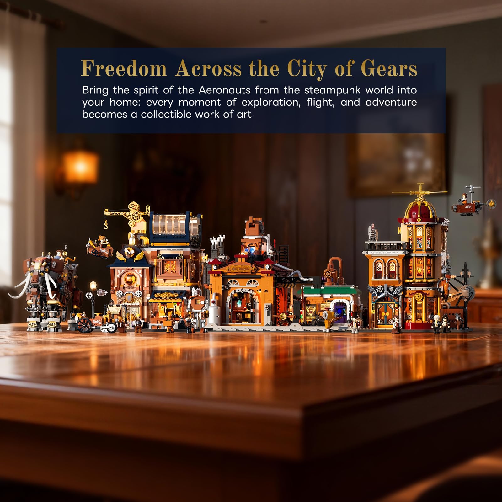 Lumibricks Steampunk LED Klemmbausteine 2er Set – Erzfabrik (3138 Teile) & Mechanische Werkstatt (2006 Teile), Viktorianische Industriegebäude mit Beleuchtung & beweglichen Funktionen, Sammlerset für