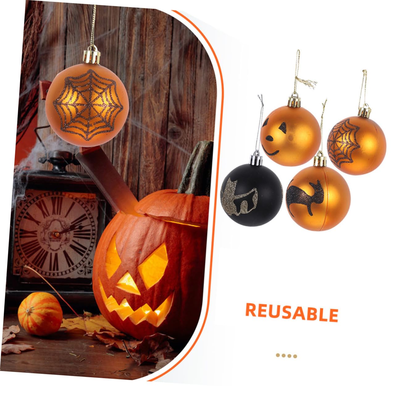 BESPORTBLE 36pezzi Decorazioni Halloween Palline di Plastica Tema Teschio di Zucca Strega per Interni Esterni Festa Casa Giardino