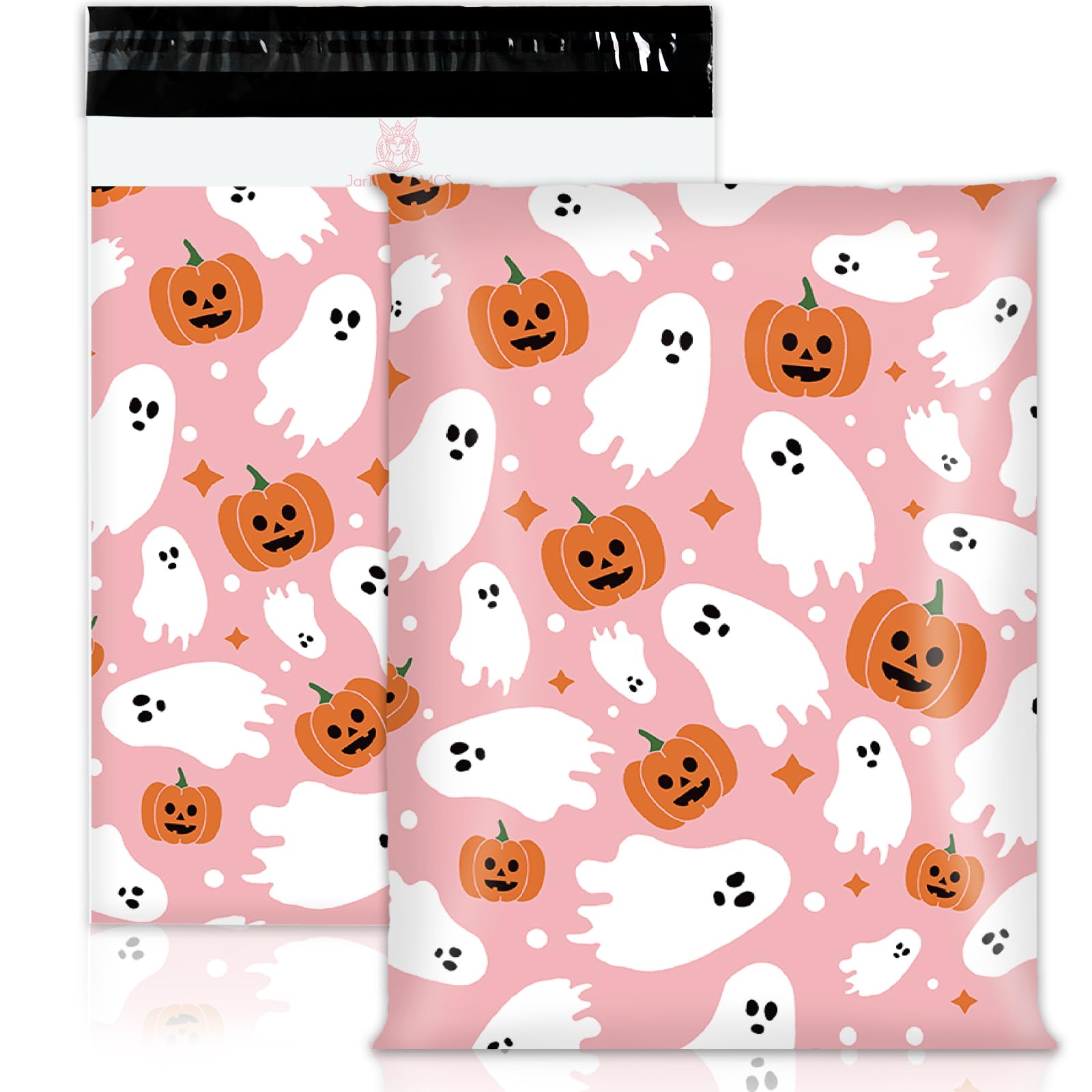 Whaline 100 Pcs Halloween Poly Mailers 10x13 Inch - Ghost Pumpkin Candy Design