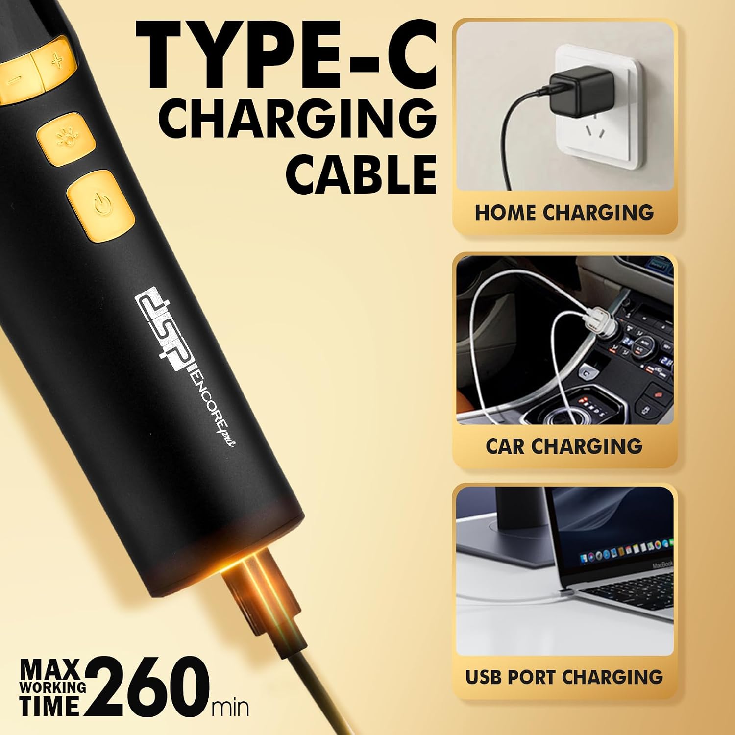 DSP Hair Clipper Type-C charging cable and various charging methods