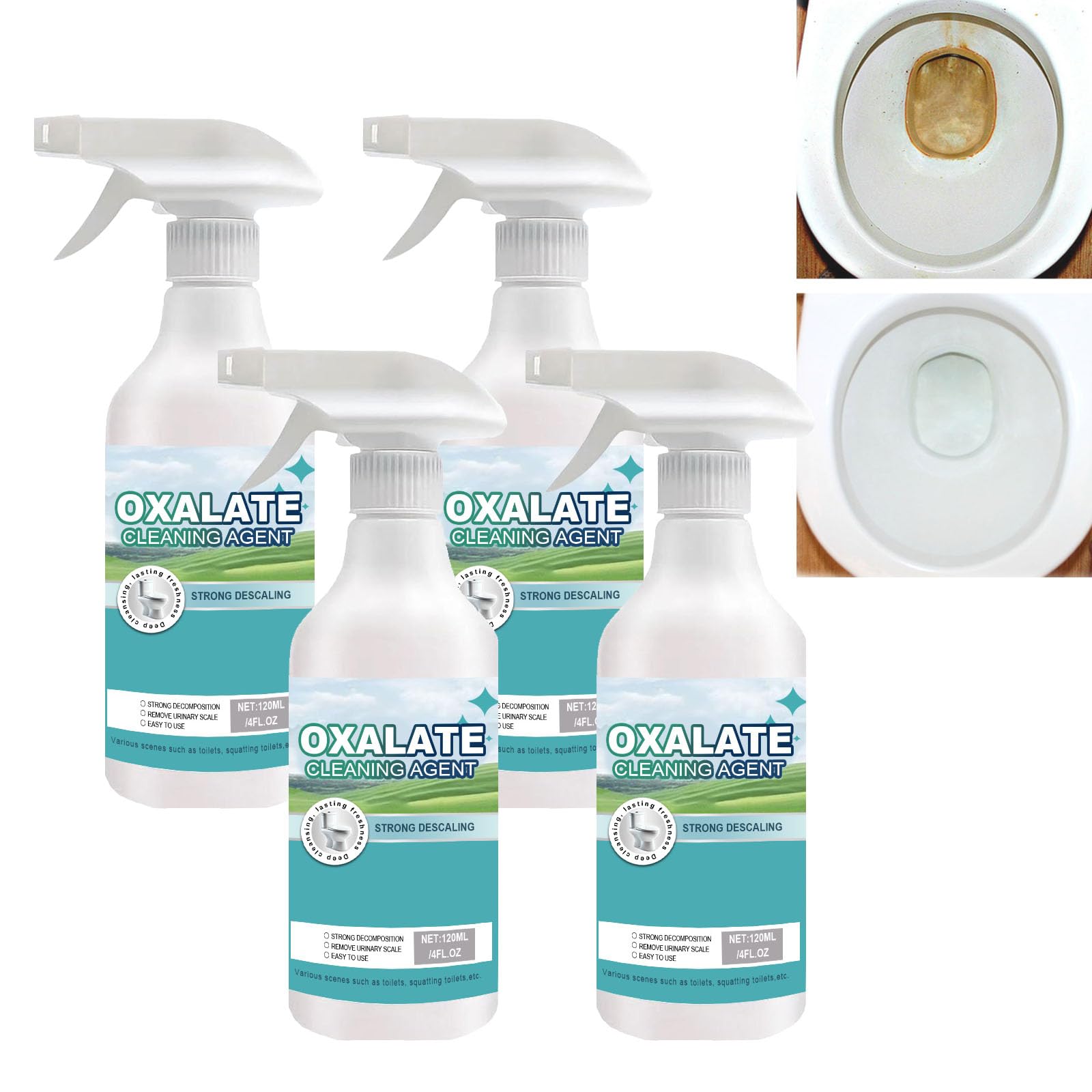 Nettoyant WC multi-usages à l'acide oxalique haute concentration, nettoyant pour carrelage, détachant pour eau dure, spray nettoyant multi-usages à l'acide oxalique pour comptoir de salle de bain (4)