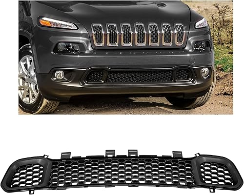 KUAFU Parrilla inferior delantera compatible con Jeep Cherokee 68203216AA CH1036126 2014-2018 Parachoques inferior Parachoques Parachoques Rejilla