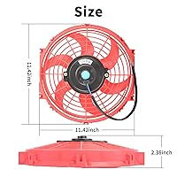 Vista 2 de Ventilador eléctrico universal de 25,4 cm, delgado, push/pull para radiador, 12V 80W, kit de montaje de alto rendimiento, rojo, 2 piezas