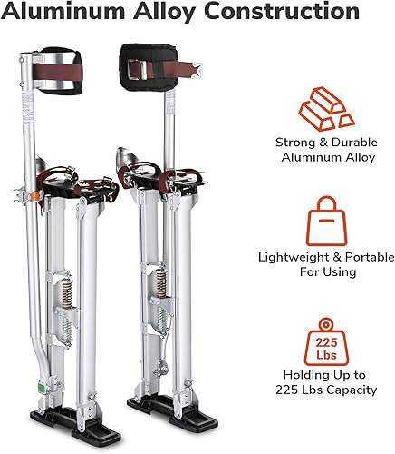 Miniatura 3 de Yescom Zancos para paneles de yeso de 24 a 40 pulgadas, ajustable, de aluminio, con protección para rodillera, para pintor, cinta, plata