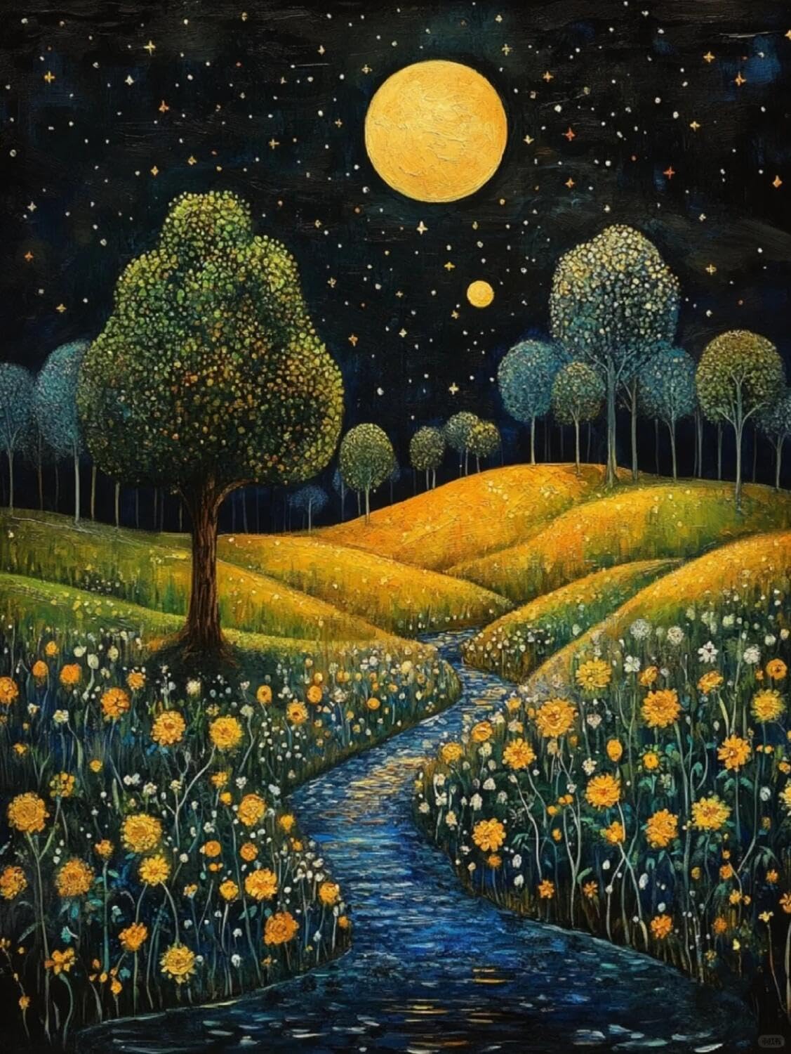 Rqwybcaxn Bead Cross Stitch Kits Forest Oil Painting 40x50cm