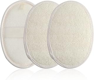 Natural Loofah Bath Sponges Exfoliating Body Scrubber 3PCS, Natural Luffa Loofa Sponge Scrubber Brush Close Skin Biodegradable Shower luffa Pad, Loofah Back Brush for Women and Men (Beige)