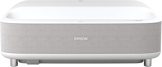 Epson EpiqVision Ultra Short Throw LS300 3LCD Smart Laser Projector, 3600 Lumens Color & White Brightness, HDR, Android TV, Yamaha Speakers, Bluetooth, Sports, Gaming, Movies - White (Renewed)