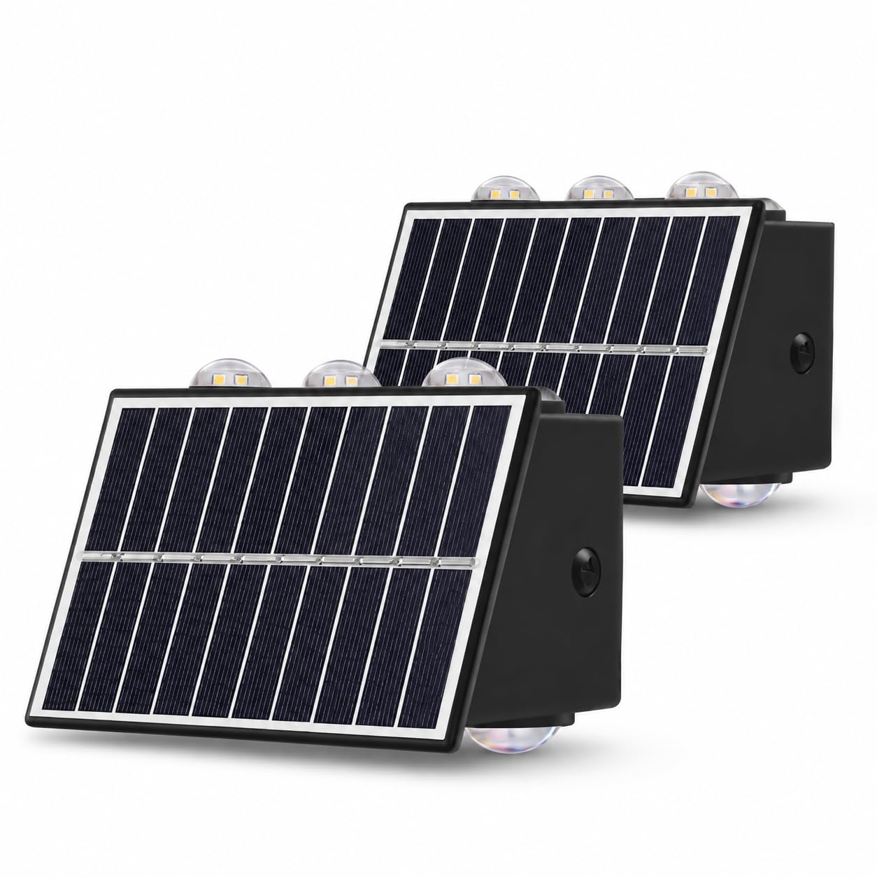 Solar Wall Lights Outdoor, 6 LED Up and Down, RGB Color Changing Solar Fence Lights, 5-Mode IP65 Waterproof Dusk to Dawn, Wall Sconce for Patio, Deck, Garden, Backyard, Porch, Fence | Pack of, 4-image-49
