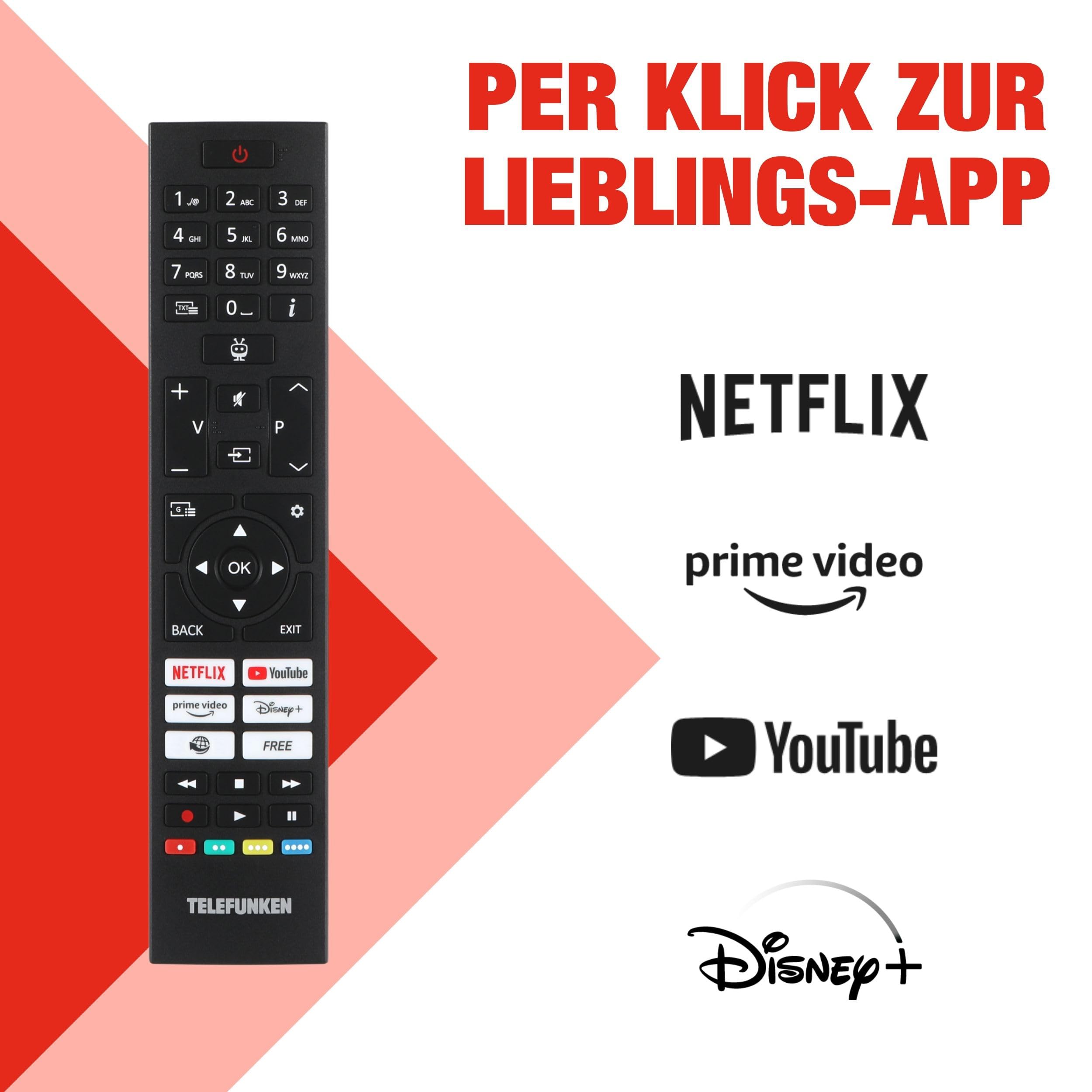 TELEFUNKEN XF40TP900S Fernseher 40 Zoll Smart TV Powered by TiVo Full HD, HDR TV mit Triple-Tuner und 6 Monate HD+ inkl., LED Fernseher (2026)