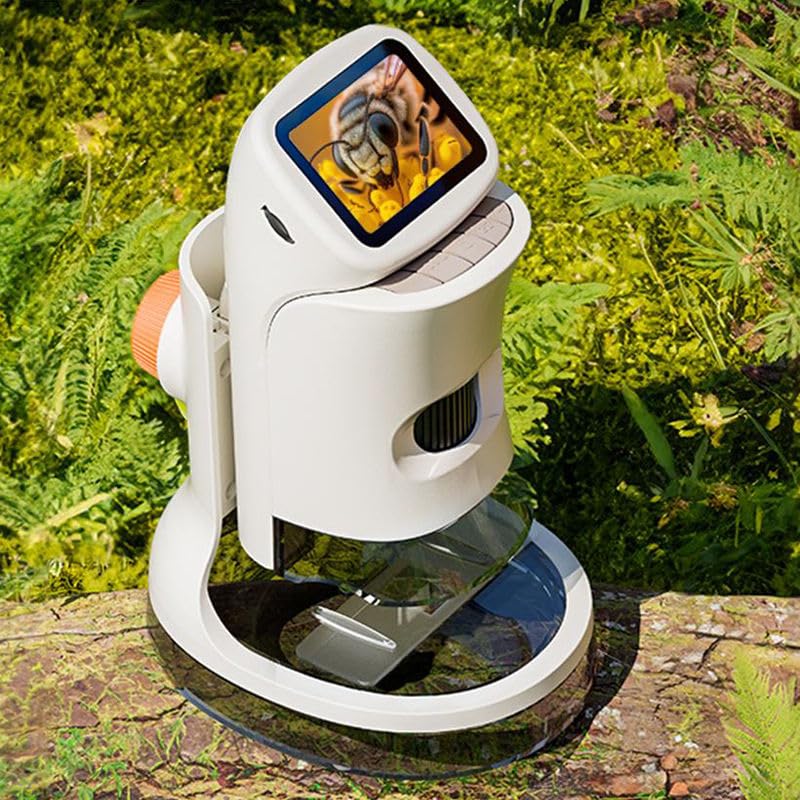 Image of Lukzer Kids Electron Digital Microscope 100X Zoom Camera with Adjustable Focus Screen, LED Light & Type-C, Portable Educational Science Toy for Nature Exploration, Slides, Specimens & STEM Learning