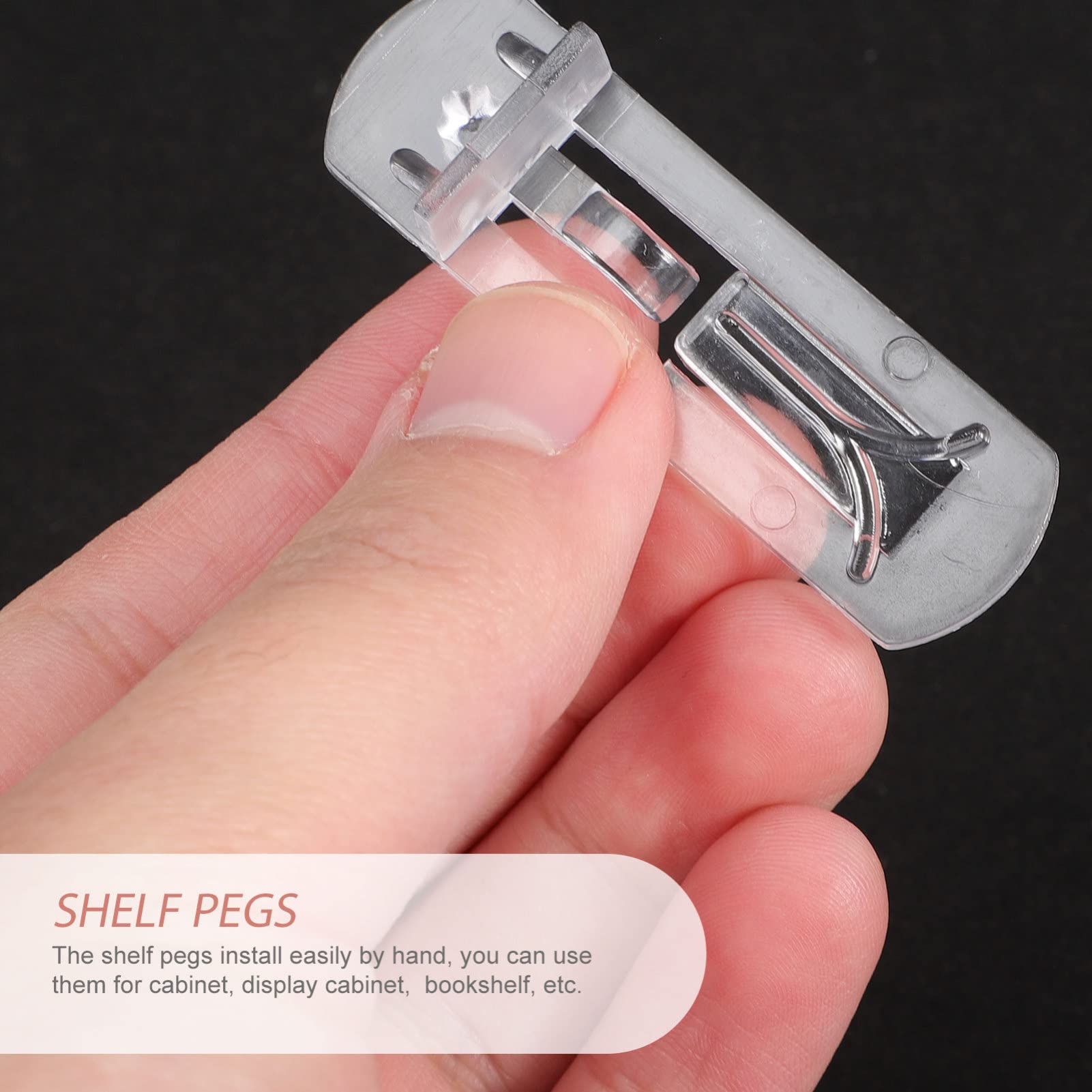NUOBESTY 30-Pack Transparent Shelf Support Clips – Durable Locking Plastic Pegs For Cabinets, Bookcases, Wardrobes, Glass Shelves (2.2 X 0.83 Inches)