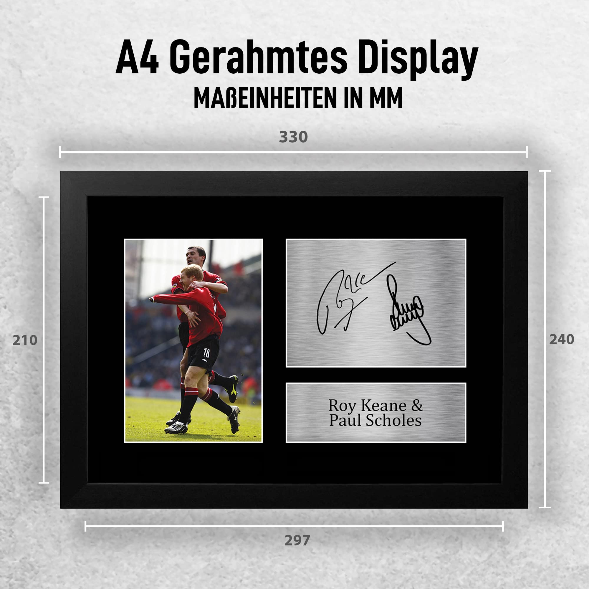 HWC Trading FR A4 Roy Keane & Paul Scholes Gifts Autogramm-Bild für Fußballfans und Fans, gerahmt, A4