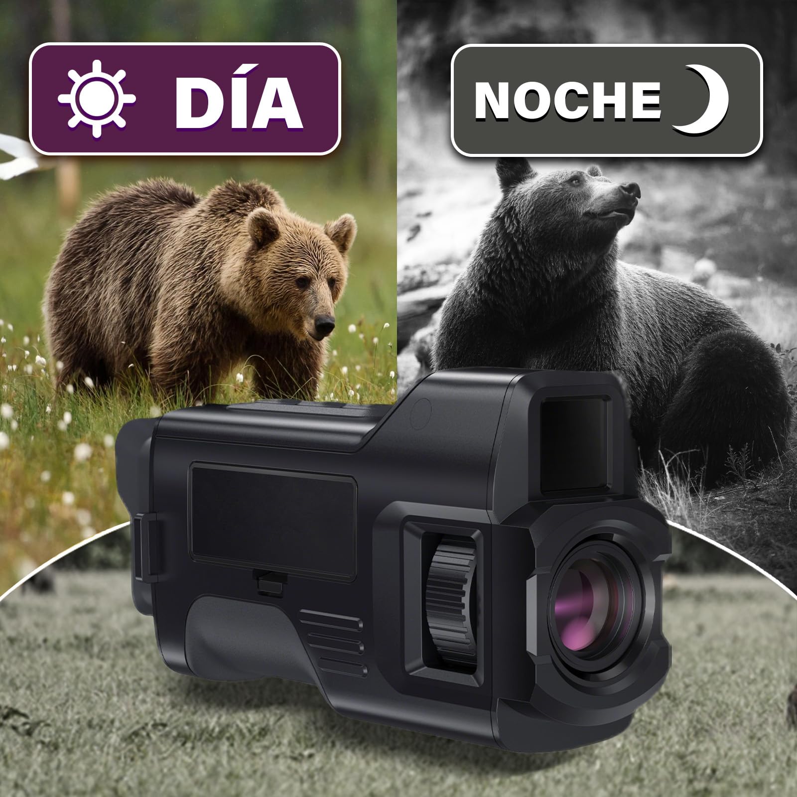 NVS-20 4K 36MP Monocular Vision Nocturna para Adultos, Zoom 6X Visor Nocturno con IR 850nm 7 Niveles, Pantalla de 1,54", Batería 18650 Extraíble, Tarjeta 32GB, para Exteriores, Camping
