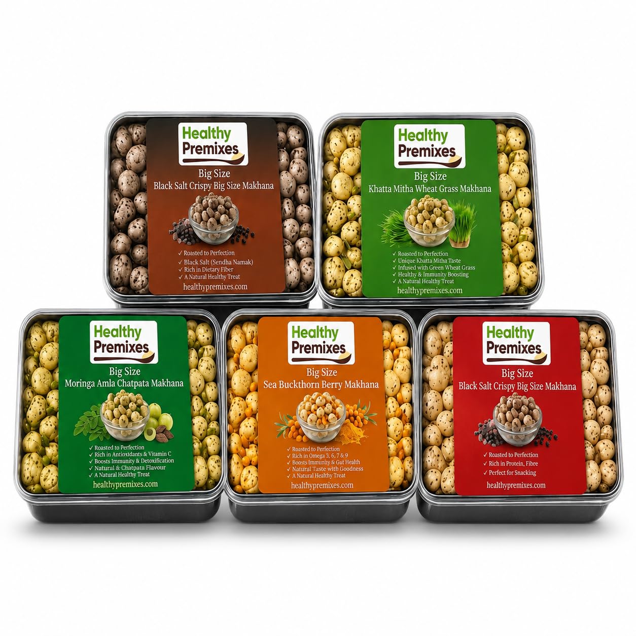 Makhana Gift Pack Combo | 5 Premium Flavours Roasted Fox Nuts | High Protein & High Fiber Healthy Snack | Festive Gift Box for Diwali, Raksha Bandhan, Bhai Dooj, Corporate Gifting | Ready to Eat-image-48