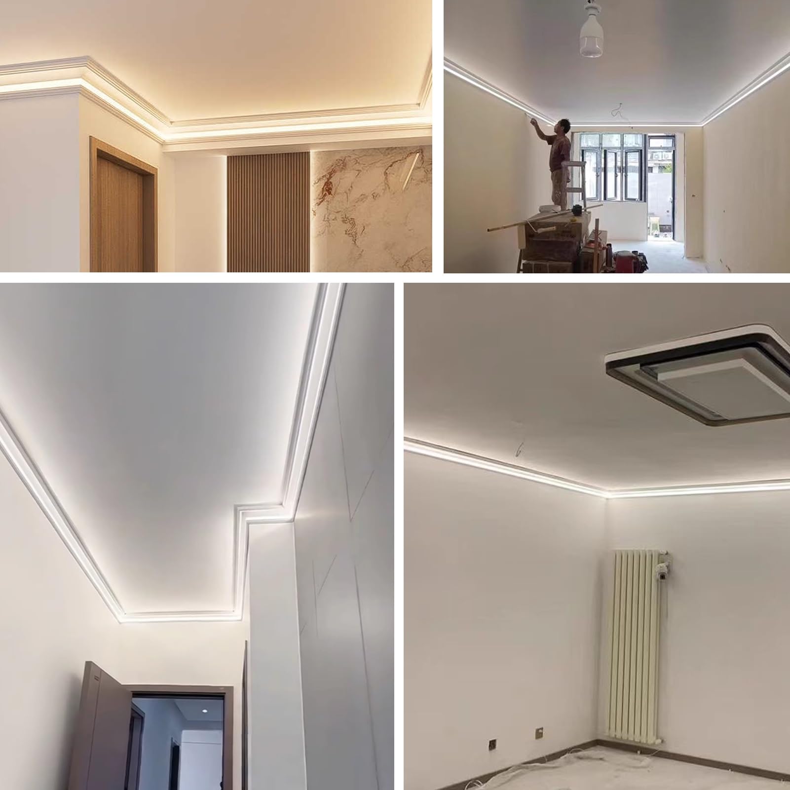 Listwa sufitowa, oświetlenie pośrednie LED sufitowe - aluminiowy kanał 4,5 m do oświetlenia pośredniego, idealny do dekoracji sufitów w domu i biurze, z rozproszonym