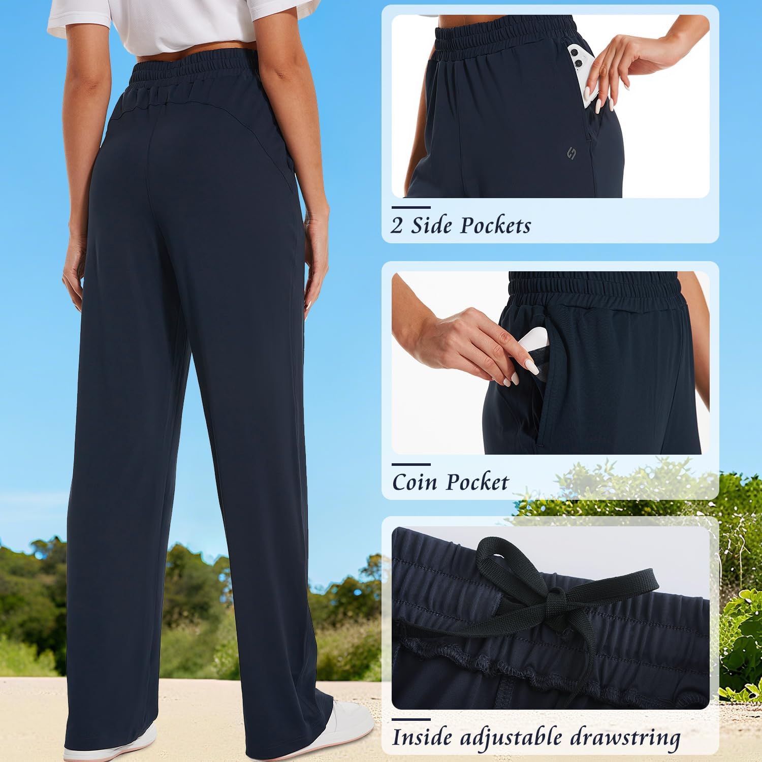 HOdo 32"/34"/36" Inseam Womens Tall Yoga Sweatpants Quick Dry Long Joggers Lounge Yoga Pants with Pockets - Image 5