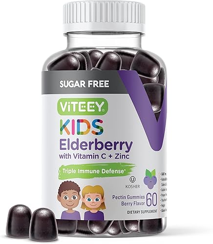 Sambucus - Gomitas de saúco negro para niños y niños pequeños, sin azúcar, con vitamina C y zinc refuerzo inmunológico natural 3 en 1, veganas, sin