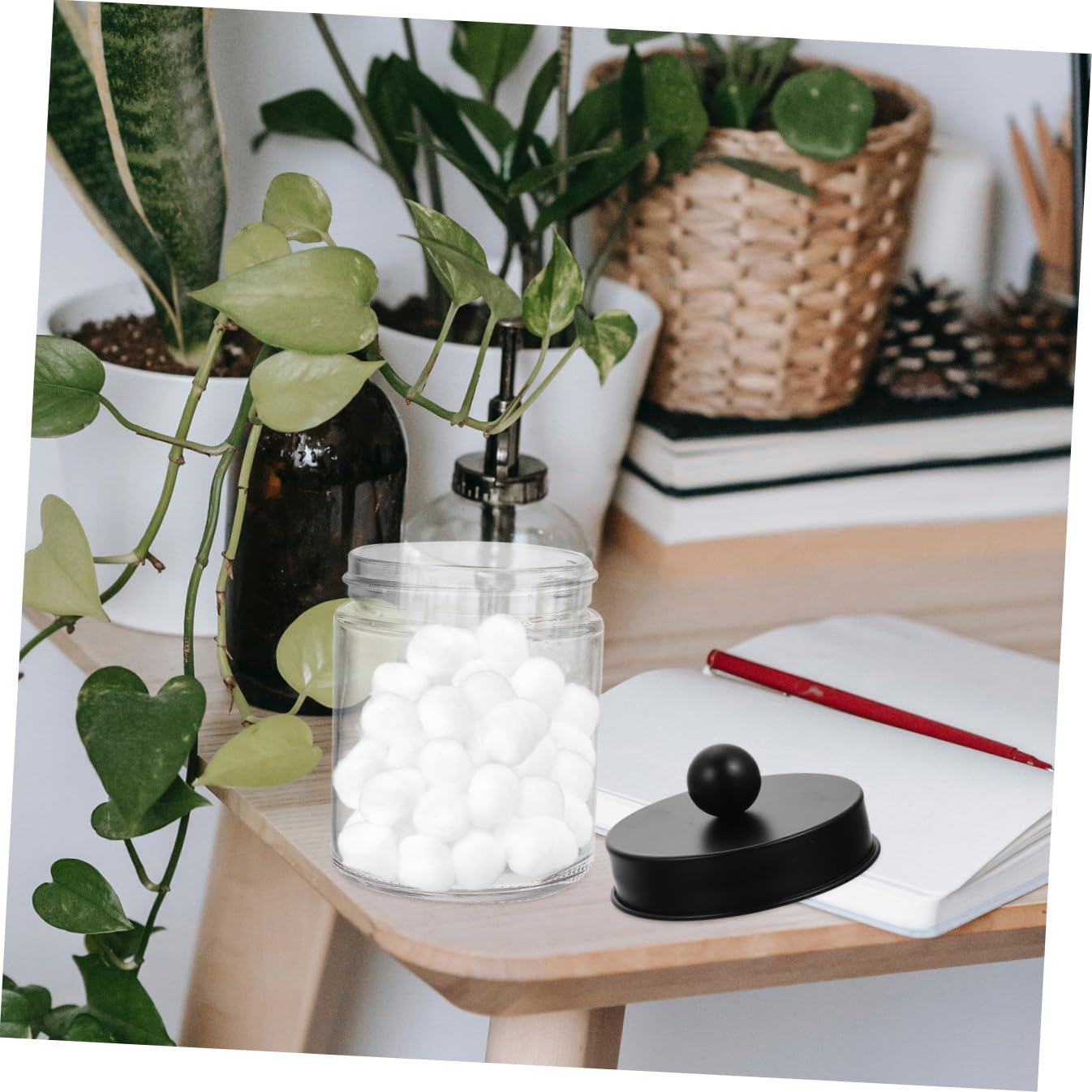Wattestäbchenhalter und Wattepadhalter aus Glas 3 Stück mit Edelstahldeckel Luftdichte Aufbewahrung für Badezimmer und Kosmetik