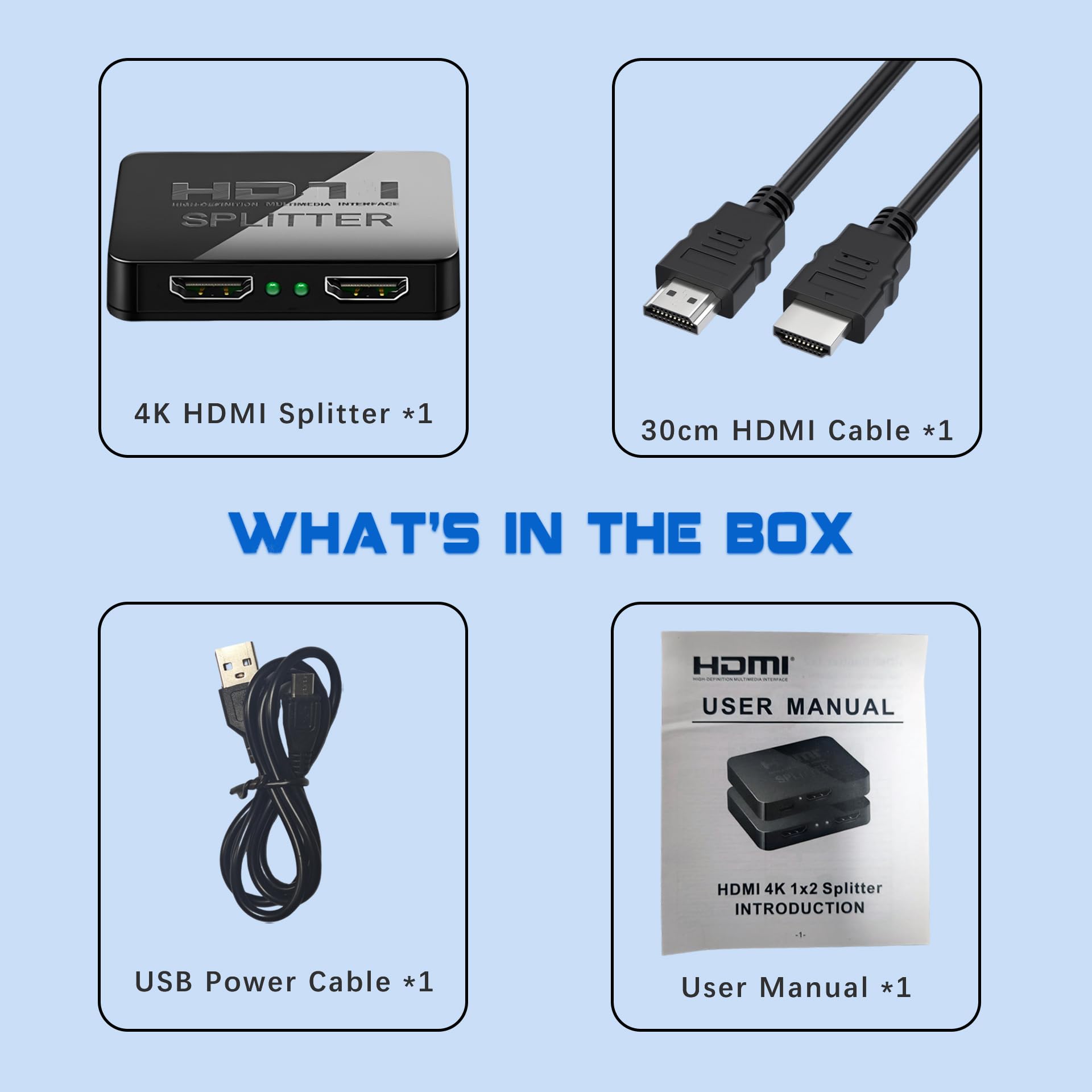 Amazon.com: 4K HDMI Splitter 1 in 2 Out Mirror Display Not Expand