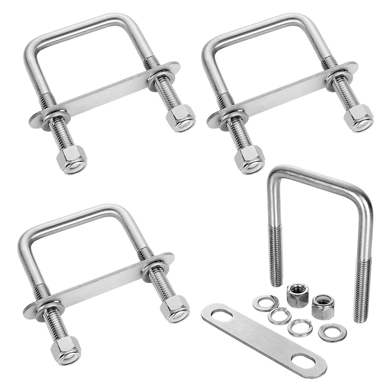 Boat Trailer Square U-Bolt Stainless Steel 1/2" Di X 3 1/8" W X 4 1/4" L UB26SS
