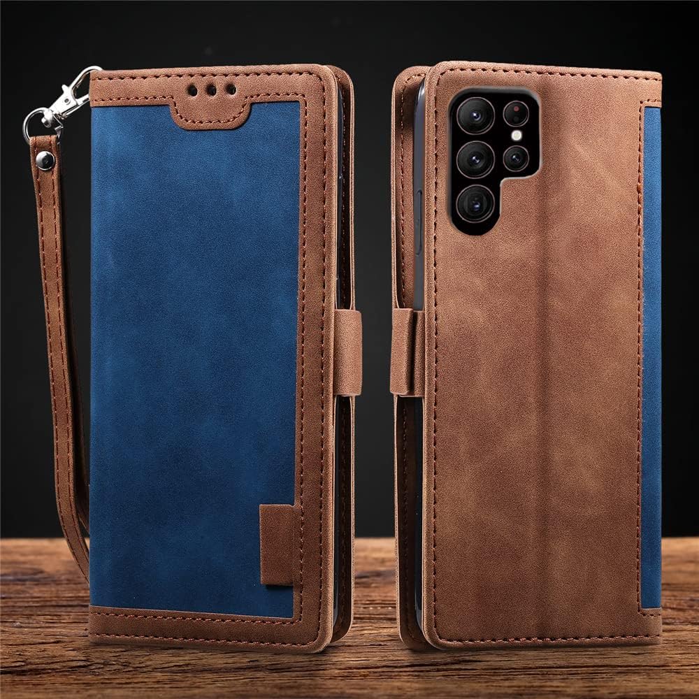 Excelsior Premium PU Leather Wallet flip case Cover with | Card and Cash Slot | 360 Full Body Protection | Inner TPU case for Samsung Galaxy S23 Ultra 5G (Blue)