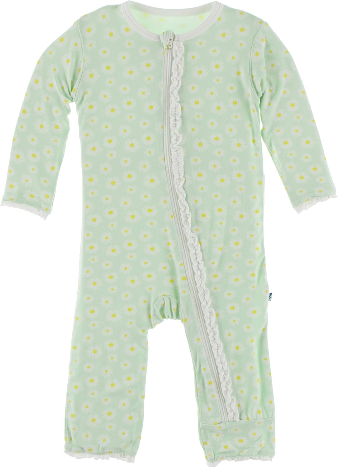 KicKee Pants Print Muffin Ruffle Coverall with Zipper, Soft Sleepwear, One-Piece Girl Clothes, Back Flap One-Piece