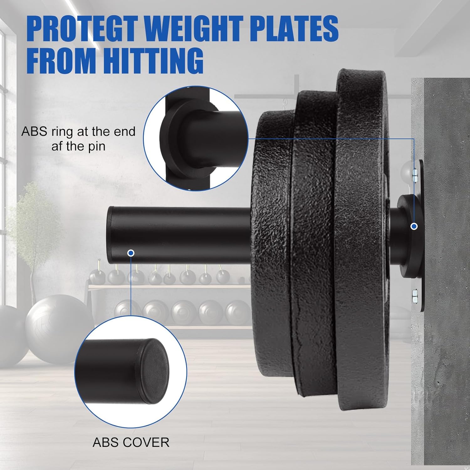 4 Pack Weight Plate Holder, Wall Mounted Weight Rack Storage for 2" Weight Plate, Max Weight Capacity 330 lb with Black Powder Coated for Garage Home Gym Strength Training