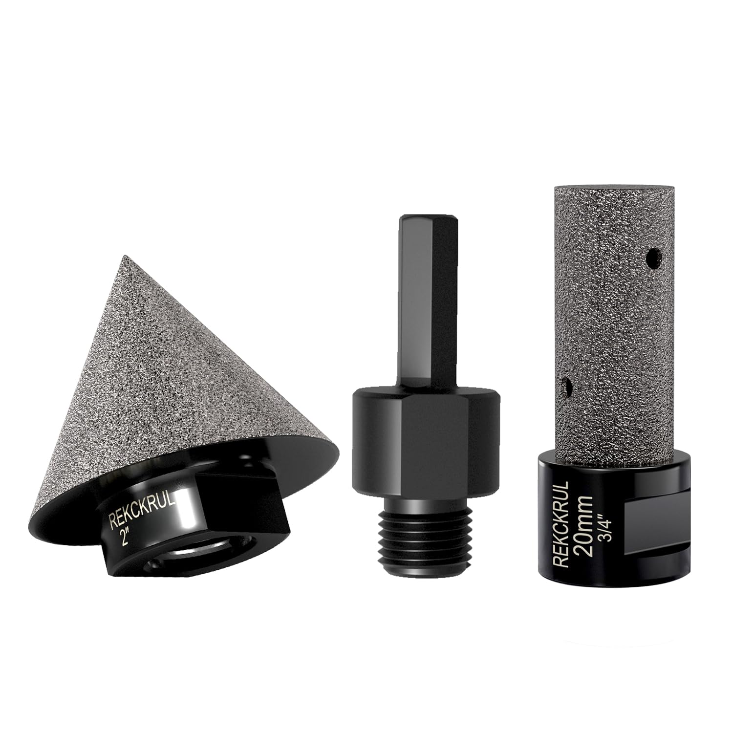 3 brocas de biselado de diamante de 2 pulgadas de rosca de 5/20.3 cm-11 – vástago hexagonal de 3/8 pulgadas – broca de fresado de dedo de diamante de 3/4 pulgadas, herramienta de amoladora