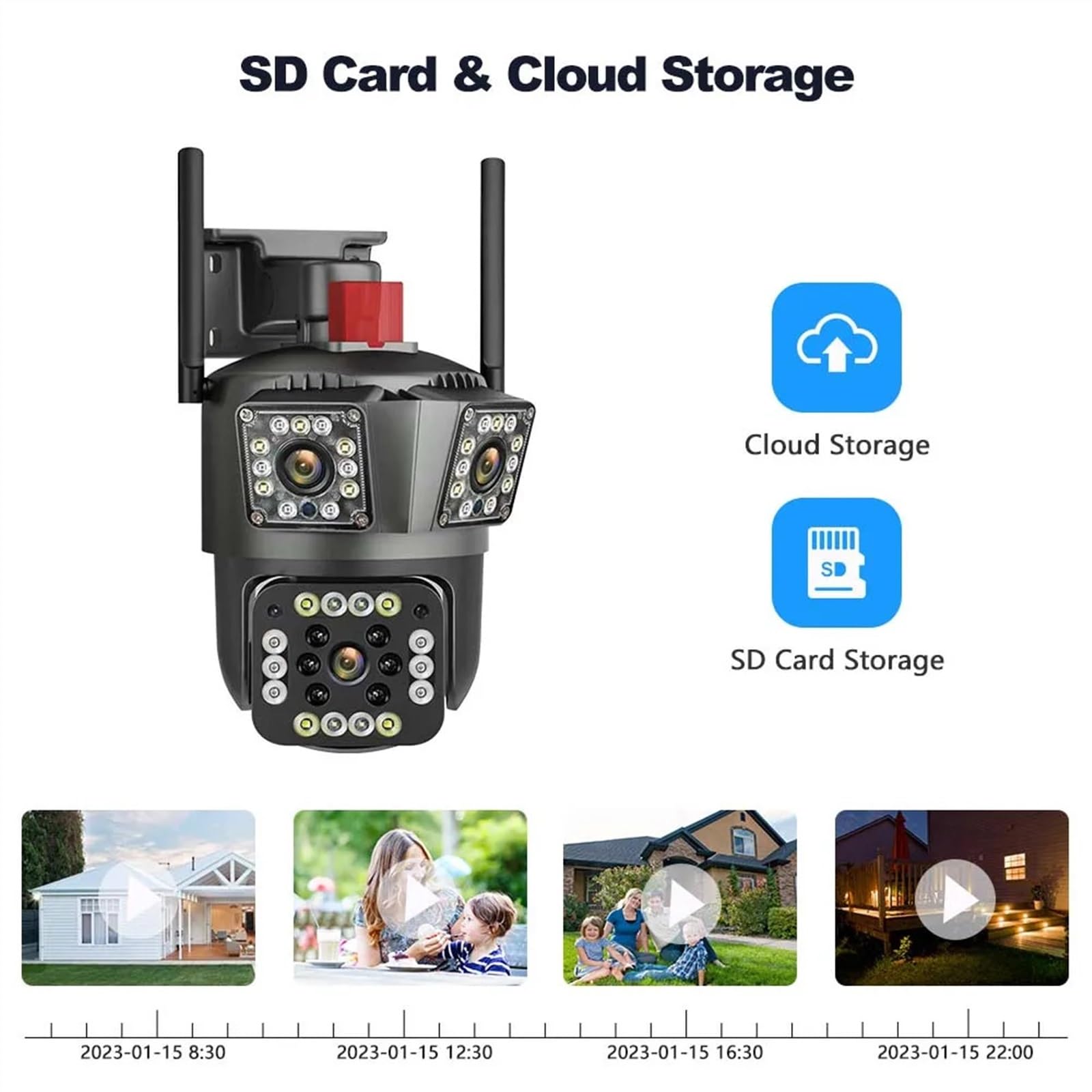 Camara Vigilancia Cámara de seguridad de 12MP 6K Zoom 8X cámara de vigilancia de tres lentes seguimiento automático cámara IP de 8MP cámara CCTV inalámbrica for hogar inteligente(6K 12MP Camera)