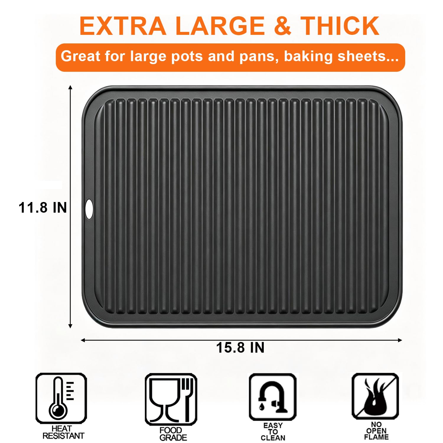 Salvamanteles grandes de silicona para ollas y sartenes calientes, 16 x 12 pulgadas, almohadillas calientes resistentes al calor para encimeras, platos calientes, soportes para ollas para