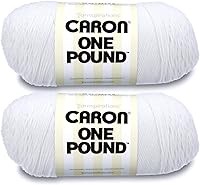 Vista 1 de Caron Hilo blanco de una libra, paquete de 2 unidades de 16 onzas, acrílico, 4 medianos (peinado), 812 yardas, tejido/ganchillo