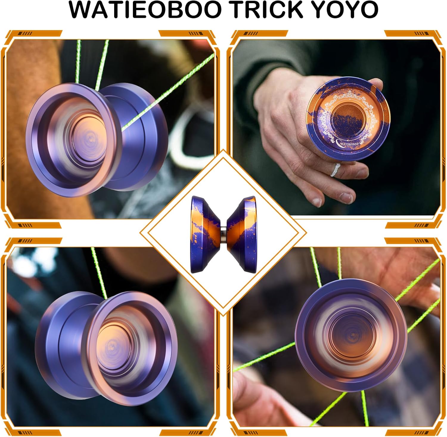 WATIEOBOO yoyo R8 Responsive yoyo for Beginners, Professional Unresponsive Yo yo for Adults Pro Metal Trick Yo-yo with Yo Yo Bearing Kit 10 Strings, Case & Gloves
