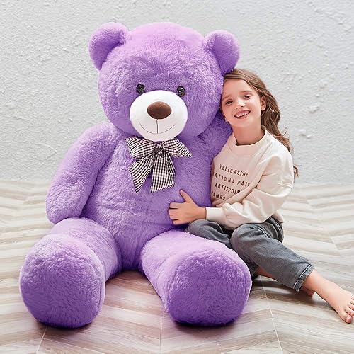 MaoGoLan - Oso de peluche morado y gigante de 55 pulgadas, animales de peluche de tamaño real para novia, niños y novio