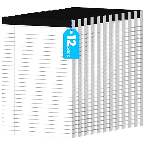 12pcs Small Note Pads, White Notepads 5x8 College Ruled Notebook, Writing Pads 5 x 8, Legal Pads, Memo Pad Paper Perforate Narrow Ruled Notebooks for Work, School, Office,30 Sheets/Pack