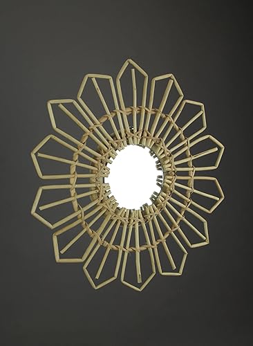 Miniatura 2 de Espejo de pared de diseño geométrico enmarcado mimbre de sauce natural de 17 pulgadas de diámetro