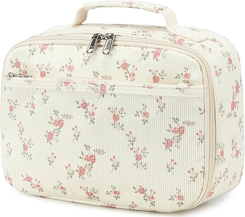 Miniatura 10 de Bluboon - Lonchera aislada para niñas y niños, bolsa de almuerzo de corduroy para la escuela con compartimentos para enfriar y organizar, bolsa de