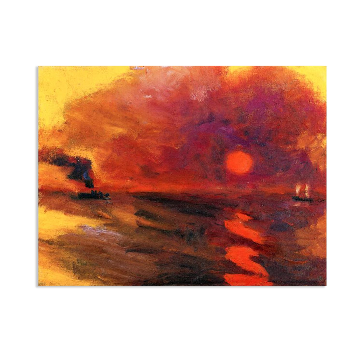 RXNHGJDS Emil Nolde Seascape Canvas Wall Art Red sunset Abstract Reproductions Coastal Expressionism Artwork Wall Decor for Living Room Bedroom Office Home Decor100x70cm(33x28in) Frameless