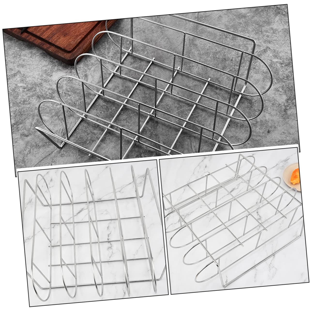 Sosoport Supporto per Costolette in Acciaio Inox 304 Griglia Barbecue per Casa e Campeggio, Cestello Metallico per Arrosti Grande capacità e Flusso d'Aria Ottimizzato per Grigliate All'aperto