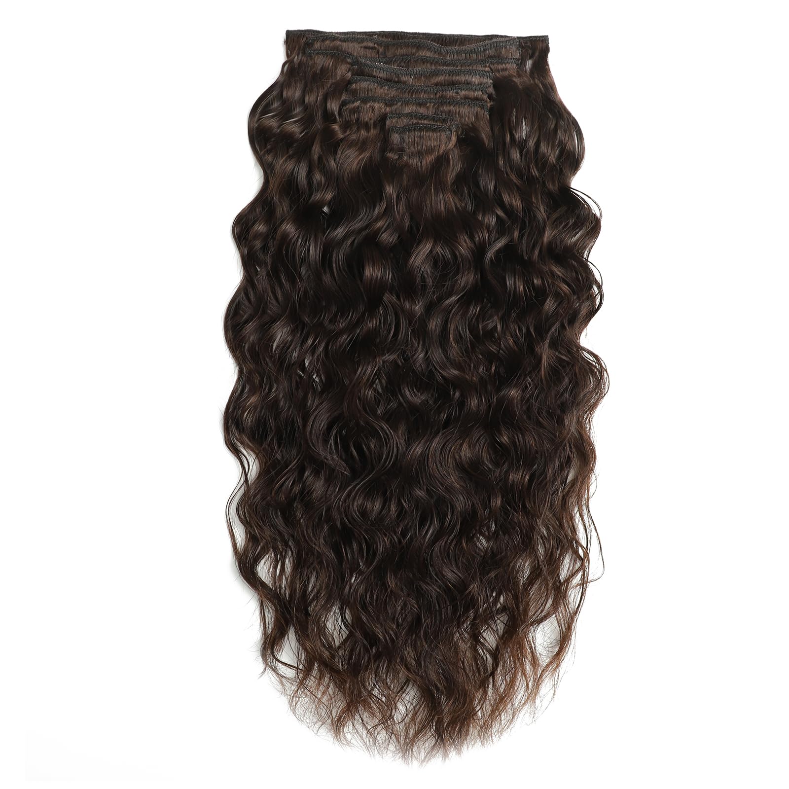 Extensiones de pelo Larafona Clip In de cabello natural, 100% extensiones de pelo Remy de cabello humano, color marrón oscuro 2#, gran rizo, 20 pulgadas/50 cm